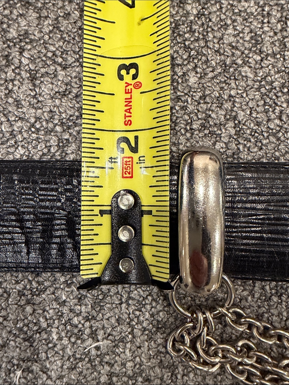 MONDI VINTAGE BLACK WAIST BELT WITH SILVER CHAIN ACCENT - Picture 10 of 10